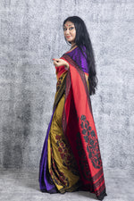 Utsah - Mirror Embroidered and Hand Block Printed Saree