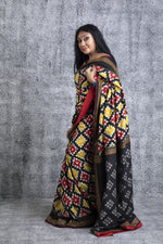 Taarey - Hand Woven Ikat Mirror Embroidered Saree