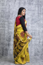Swarna - Hand Block Printed and Mirror Embroidered Saree