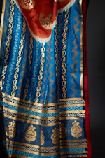 Neelima - Gold and Silver Hand Block Printed Blue Dupatta - Anuradha Ramam