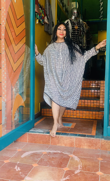 Amina Muslin Kaftan Cowl Dress - Anuradha Ramam