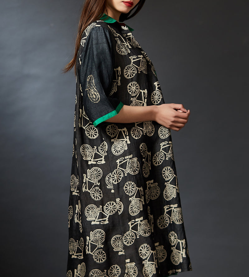 Myra - Bicycle Hand Block Printed Dress - Anuradha Ramam