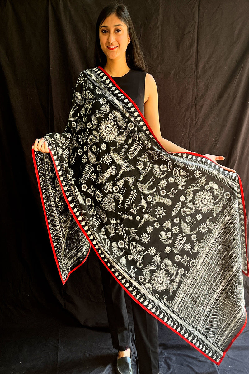 Sanya Tangail Dupatta in Kantha Embroidery