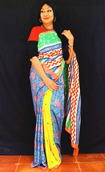 Haridrabh Saree -Anuradha Ramam-Hand woven- Hand block print - Sustainable fashion- Conscious fashion- Vocal for local