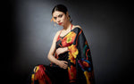 Alpana - Hand Painted Floral Saree - Anuradha Ramam-Hand woven- Hand block print - Sustainable fashion- Conscious fashion- Vocal for local