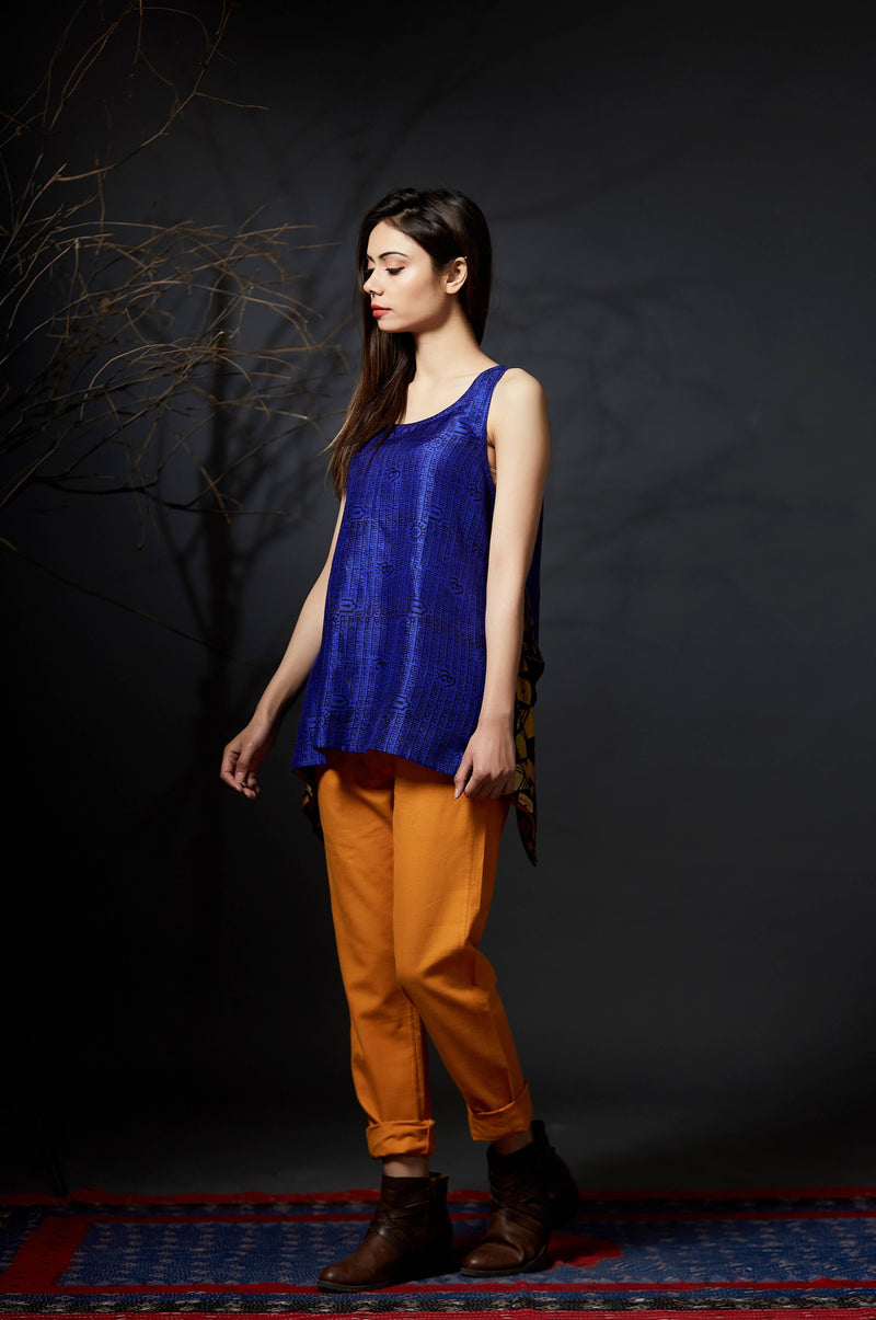 Amber Yellow Ikat Trousers - Anuradha Ramam-Hand woven- Sustainable fashion- Conscious fashion- Vocal for local