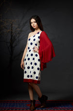 Amodini - One Shoulder Polka Dress - Anuradha Ramam-Hand woven- Sustainable fashion- Conscious fashion- Vocal for local