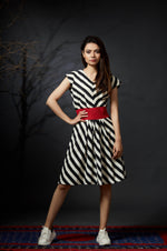 Anjali - V-neck Skater Dress - Black - Anuradha Ramam-Hand woven- Sustainable fashion- Conscious fashion- Vocal for local