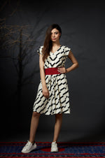 Anjali - V-neck Skater Dress - White - Anuradha Ramam-Hand woven- Sustainable fashion- Conscious fashion- Vocal for local