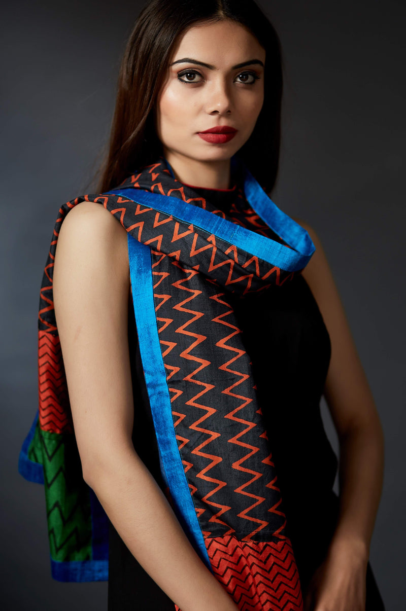 Averi - Handcrafted and Hand Block Printed Stole - Anuradha Ramam-Hand woven- Hand block print - Sustainable fashion- Conscious fashion- Vocal for local