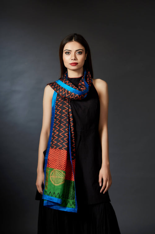 Averi - Handcrafted and Hand Block Printed Stole - Anuradha Ramam-Hand woven- Hand block print - Sustainable fashion- Conscious fashion- Vocal for local