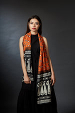 Charusheela - Paisley and Leaf Hand Embroidered Stole - Anuradha Ramam-Hand woven- kantha emb-Sustainable fashion- Conscious fashion- Vocal for local