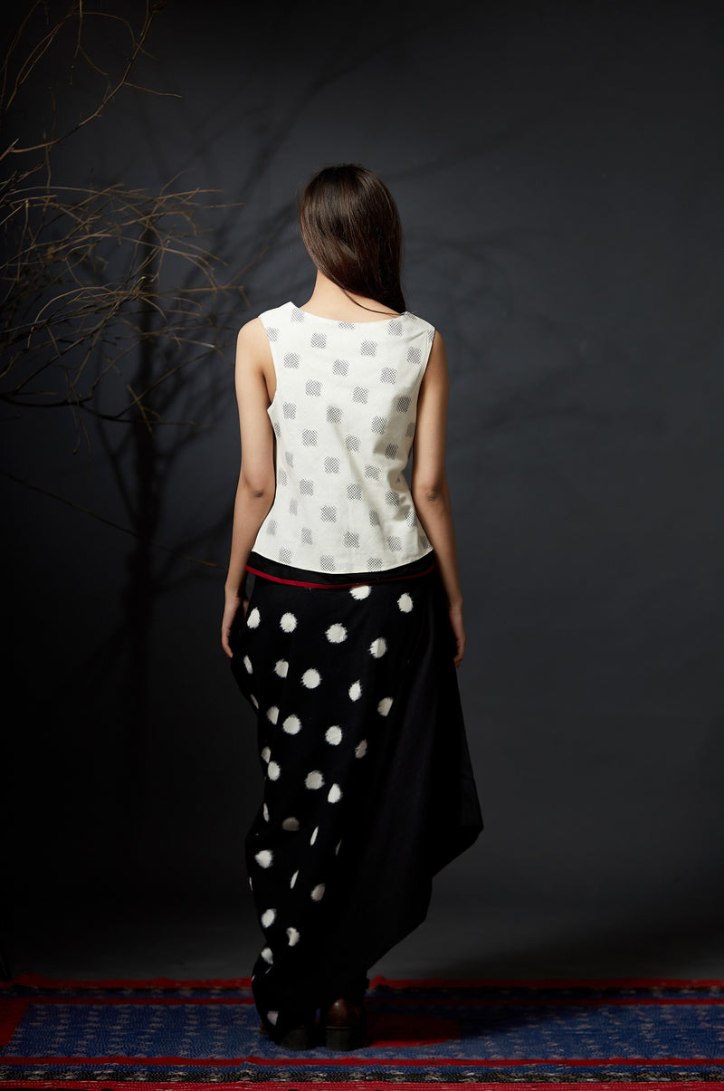 Chetna - Polka Dot Cowl Skirt - Anuradha Ramam- Hand woven- Sustainable fashion- Conscious fashion- Vocal for local