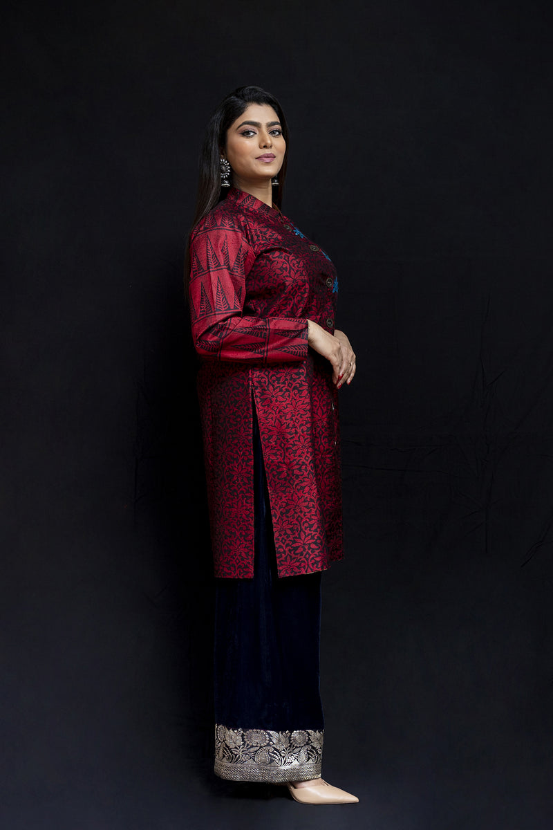 Jasmin - Raw Silk Jacket with Sequins Embroidery