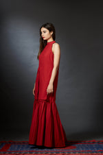 Durga - Sharara Set - Red - Anuradha Ramam-Hand woven- Sustainable fashion- Conscious fashion- Vocal for local
