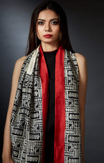 Indira - Ancient Art Hand Block Printed Stole - Red - Anuradha Ramam-Hand woven- Hand block print - Sustainable fashion- Conscious fashion- Vocal for local 