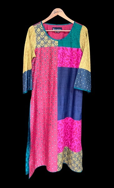 Bahaar patchwork kurta - Anuradha Ramam-Hand woven- Handblock print- Sustainable fashion- Conscious fashion- Vocal for local